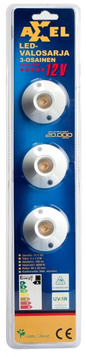 AXXEL LED-valosarja 3-os 12V pinta